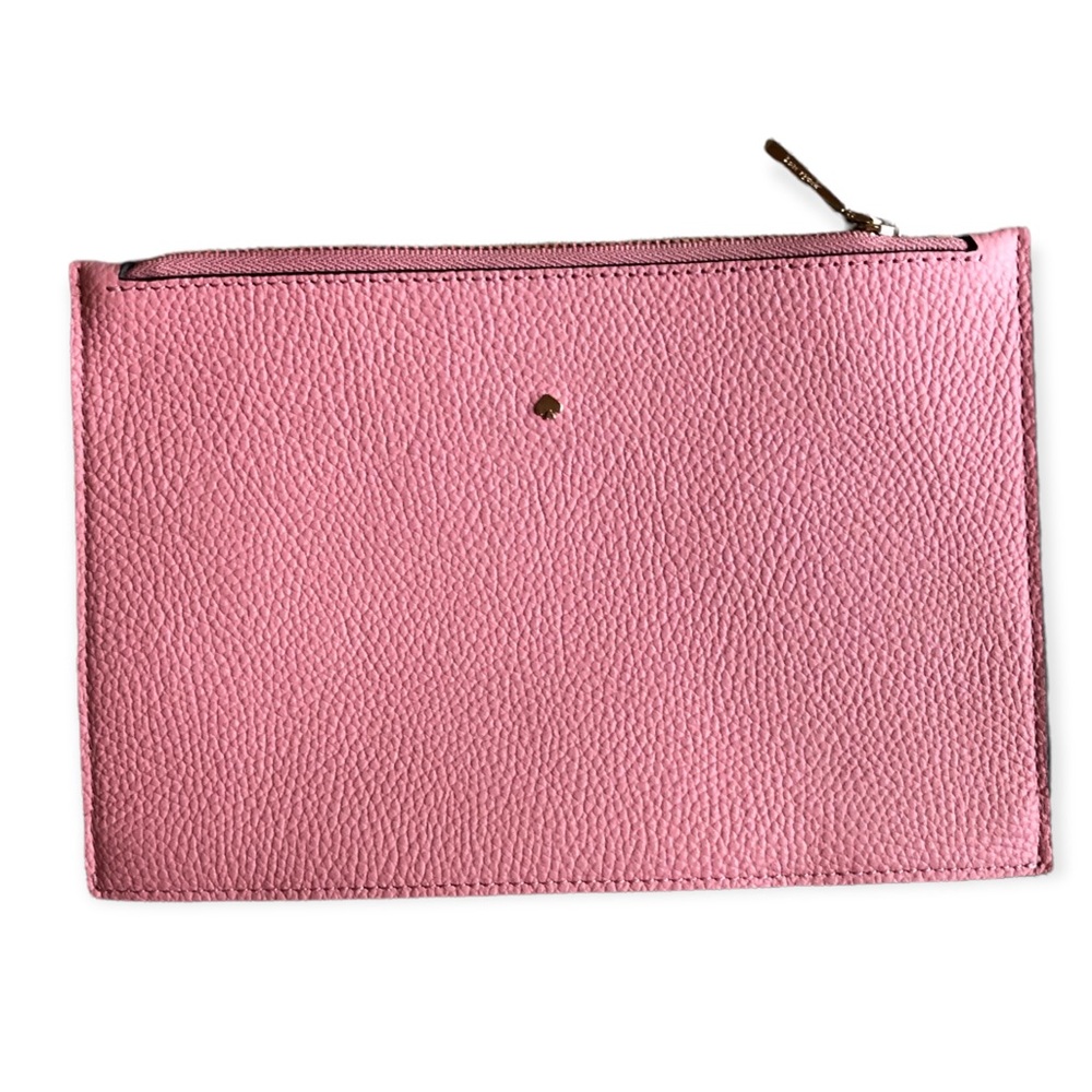 NWOT Kate Spade Leather Pink Rectangle 8”  Pebbled Leather Clutch